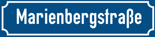 Straßenschild Marienbergstraße zum kostenlosen Download