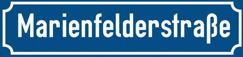 Straßenschild Marienfelderstraße zum kostenlosen Download