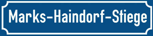 Straßenschild Marks-Haindorf-Stiege