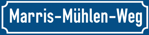 Straßenschild Marris-Mühlen-Weg