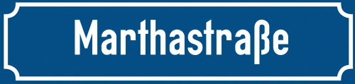 Straßenschild Marthastraße zum kostenlosen Download