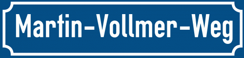 Straßenschild Martin-Vollmer-Weg