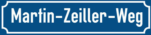 Straßenschild Martin-Zeiller-Weg zum kostenlosen Download