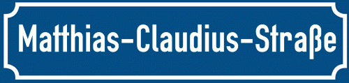 Straßenschild Matthias-Claudius-Straße zum kostenlosen Download