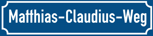 Straßenschild Matthias-Claudius-Weg zum kostenlosen Download