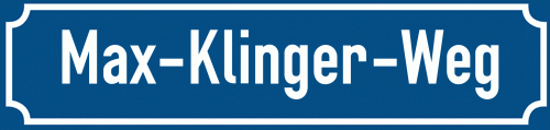 Straßenschild Max-Klinger-Weg