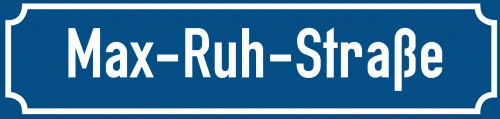 Straßenschild Max-Ruh-Straße zum kostenlosen Download