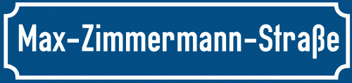 Straßenschild Max-Zimmermann-Straße