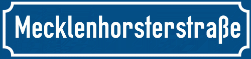 Straßenschild Mecklenhorsterstraße zum kostenlosen Download
