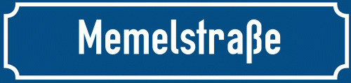 Straßenschild Memelstraße zum kostenlosen Download
