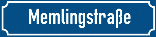 Straßenschild Memlingstraße