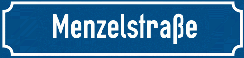 Straßenschild Menzelstraße zum kostenlosen Download
