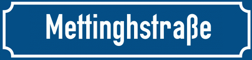 Straßenschild Mettinghstraße zum kostenlosen Download