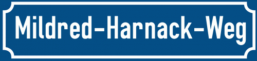 Straßenschild Mildred-Harnack-Weg zum kostenlosen Download
