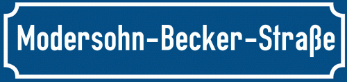 Straßenschild Modersohn-Becker-Straße