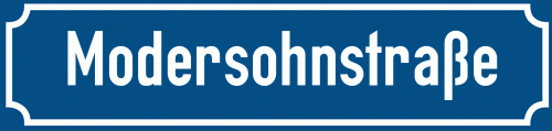 Straßenschild Modersohnstraße