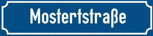 Straßenschild Mostertstraße