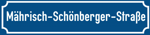 Straßenschild Mährisch-Schönberger-Straße