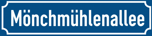 Straßenschild Mönchmühlenallee zum kostenlosen Download