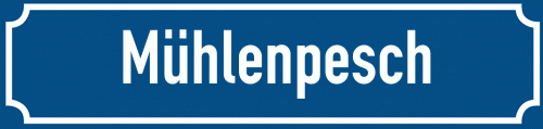 Straßenschild Mühlenpesch zum kostenlosen Download