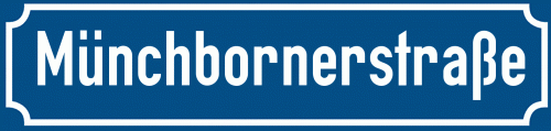 Straßenschild Münchbornerstraße zum kostenlosen Download