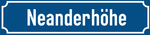 Straßenschild Neanderhöhe