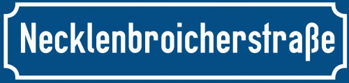 Straßenschild Necklenbroicherstraße zum kostenlosen Download