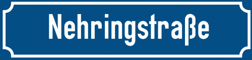 Straßenschild Nehringstraße zum kostenlosen Download