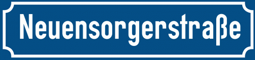 Straßenschild Neuensorgerstraße zum kostenlosen Download
