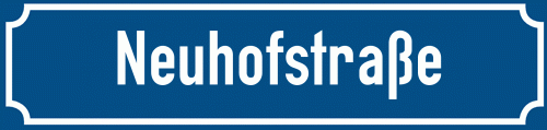 Straßenschild Neuhofstraße zum kostenlosen Download