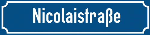 Straßenschild Nicolaistraße zum kostenlosen Download