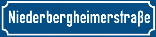 Straßenschild Niederbergheimerstraße zum kostenlosen Download