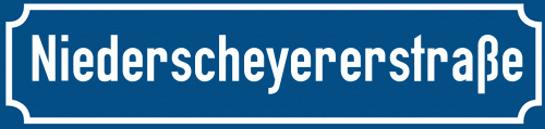 Straßenschild Niederscheyererstraße zum kostenlosen Download