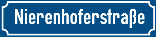 Straßenschild Nierenhoferstraße zum kostenlosen Download