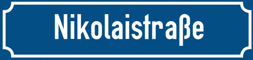 Straßenschild Nikolaistraße zum kostenlosen Download