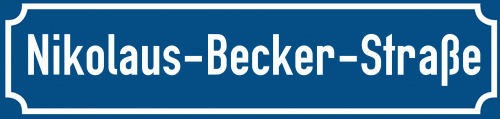 Straßenschild Nikolaus-Becker-Straße