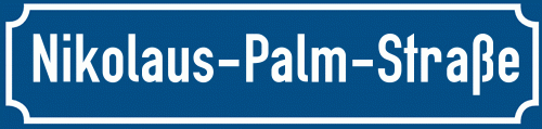 Straßenschild Nikolaus-Palm-Straße