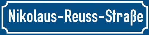 Straßenschild Nikolaus-Reuss-Straße zum kostenlosen Download