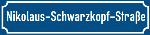 Straßenschild Nikolaus-Schwarzkopf-Straße zum kostenlosen Download