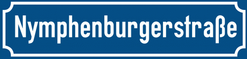 Straßenschild Nymphenburgerstraße zum kostenlosen Download