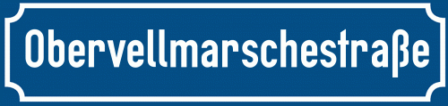 Straßenschild Obervellmarschestraße zum kostenlosen Download