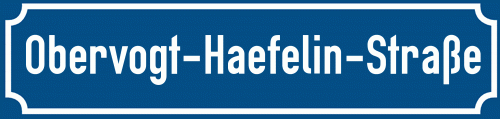 Straßenschild Obervogt-Haefelin-Straße zum kostenlosen Download