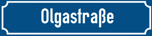 Straßenschild Olgastraße zum kostenlosen Download