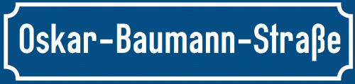Straßenschild Oskar-Baumann-Straße