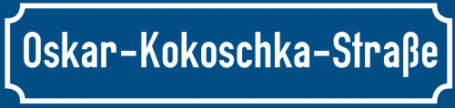 Straßenschild Oskar-Kokoschka-Straße