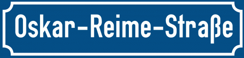 Straßenschild Oskar-Reime-Straße