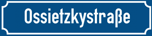 Straßenschild Ossietzkystraße zum kostenlosen Download