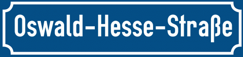 Straßenschild Oswald-Hesse-Straße