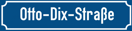 Straßenschild Otto-Dix-Straße zum kostenlosen Download