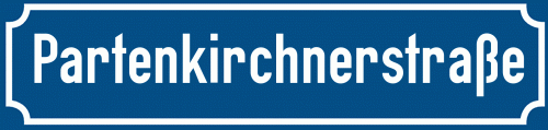 Straßenschild Partenkirchnerstraße zum kostenlosen Download